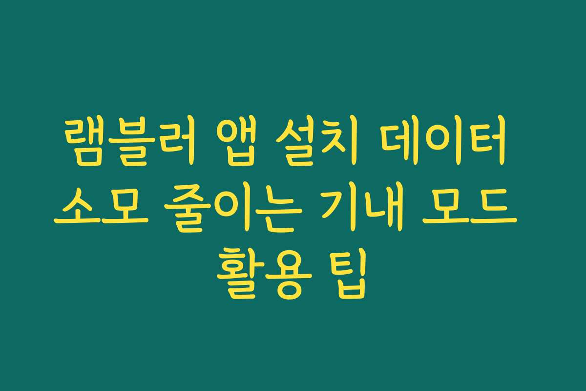 램블러 앱 설치 데이터 소모 줄이는 기내 모드 활용 팁