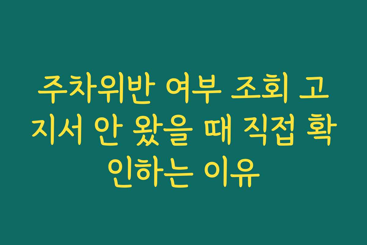 주차위반 여부 조회 고지서 안 왔을 때 직접 확인하는 이유
