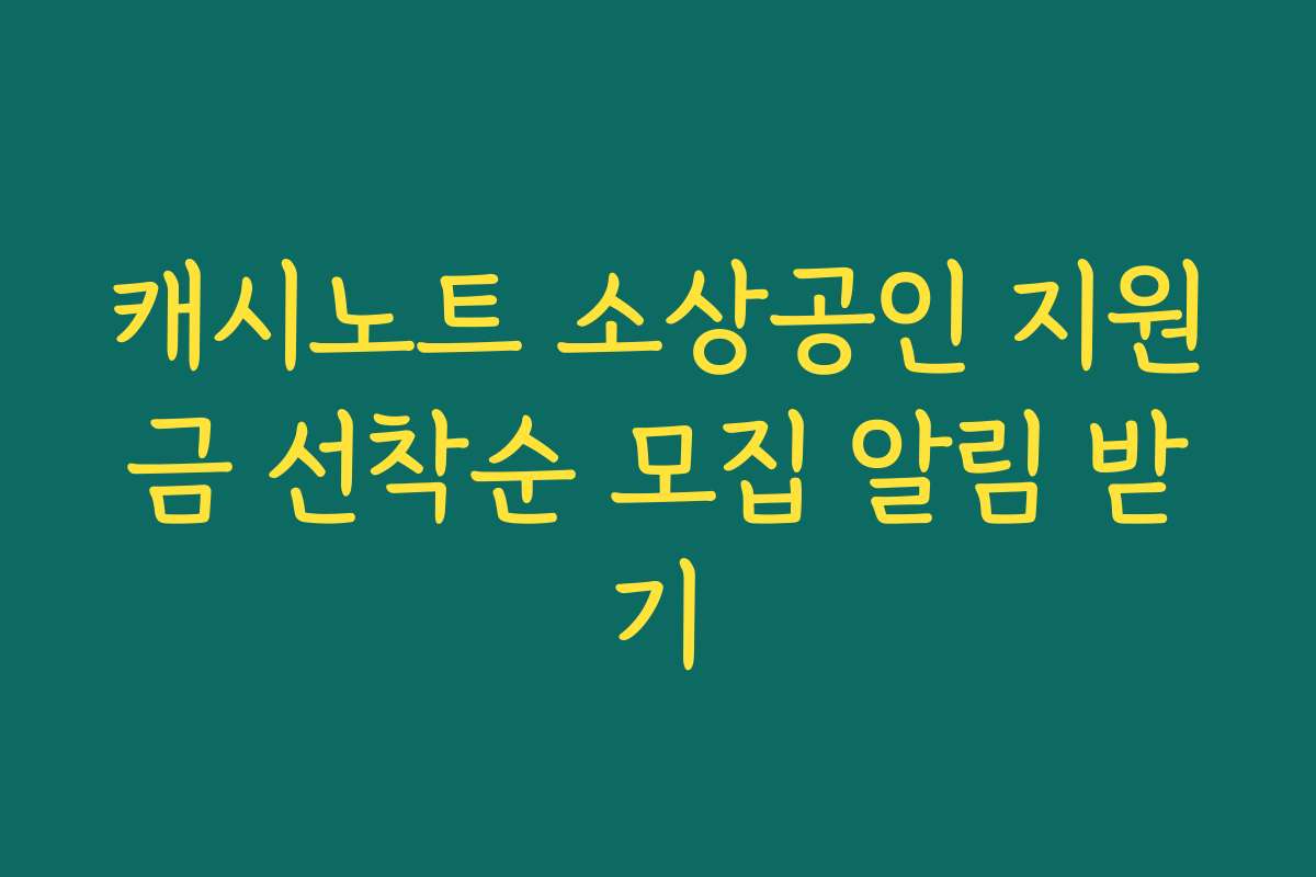 캐시노트 소상공인 지원금 선착순 모집 알림 받기