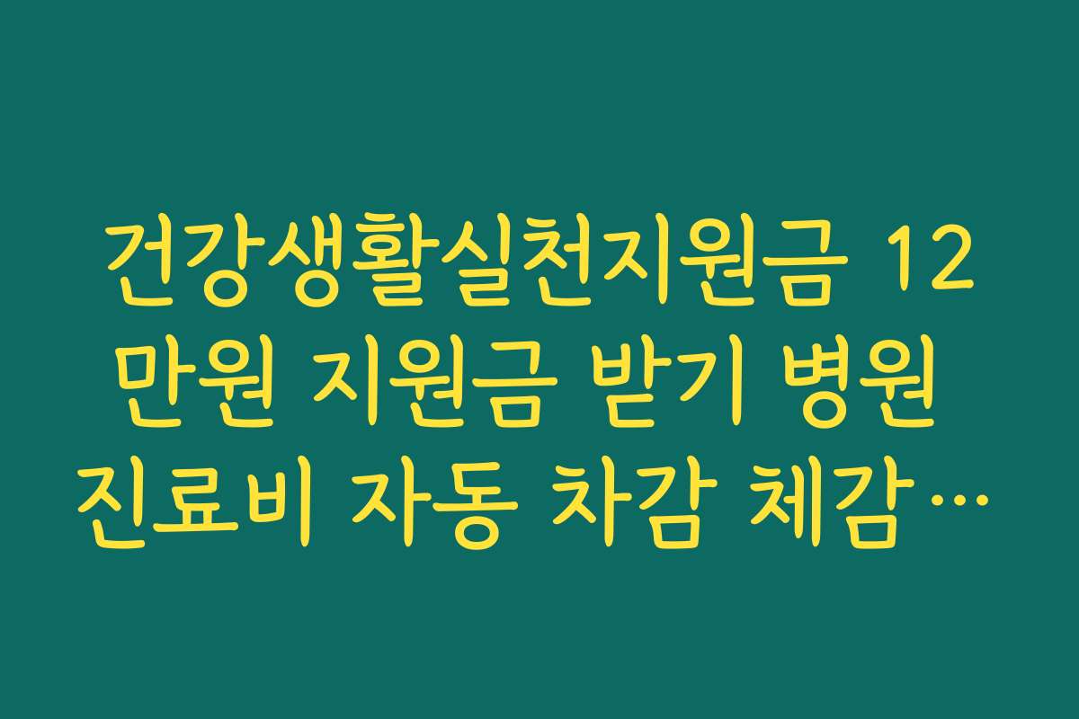건강생활실천지원금 12만원 지원금 받기 병원 진료비 자동 차감 체감 후기