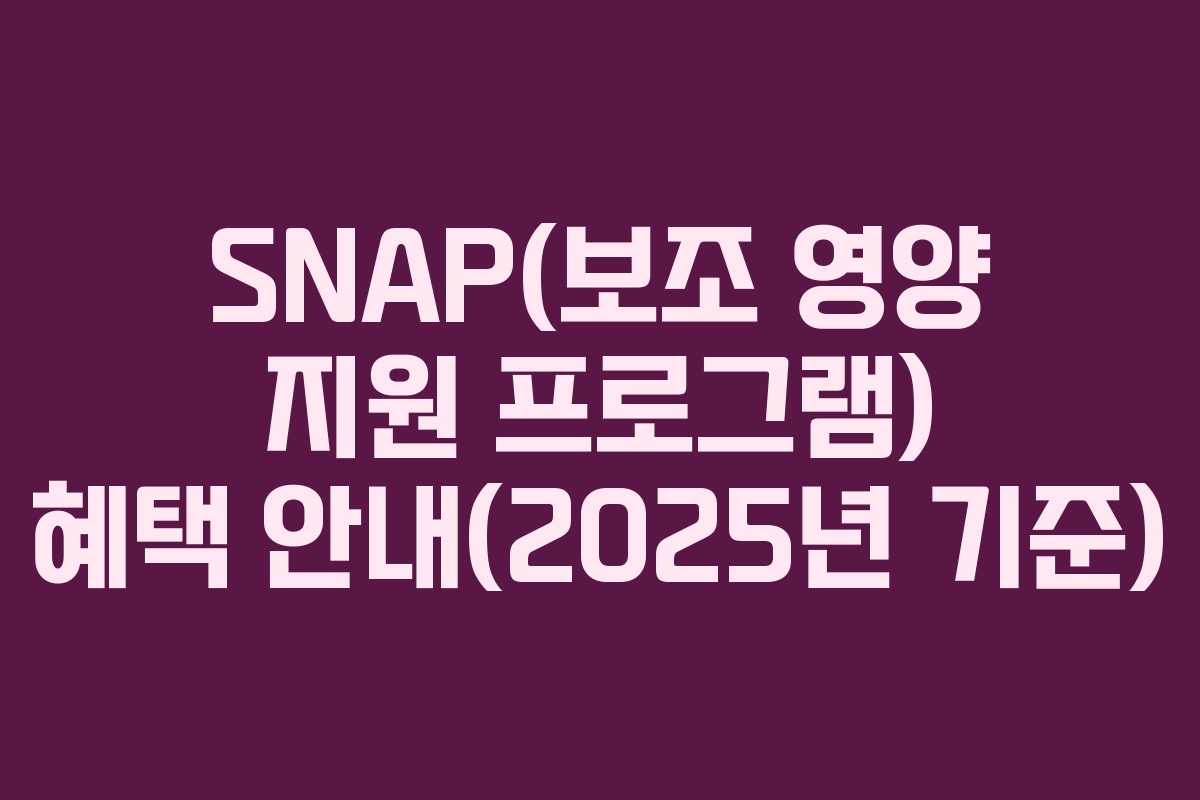 SNAP(보조 영양 지원 프로그램) 혜택 안내(2025년 기준)