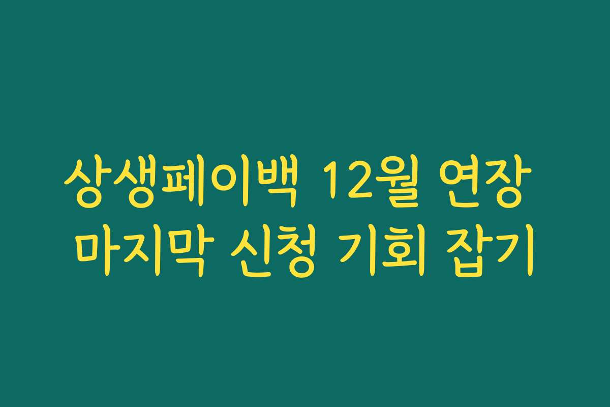 상생페이백 12월 연장 마지막 신청 기회 잡기