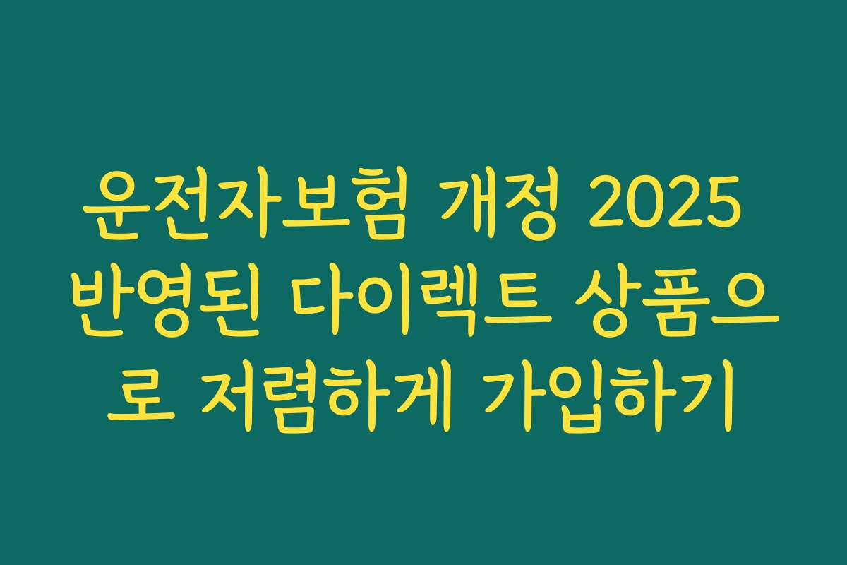 운전자보험 개정 2025 반영된 다이렉트 상품으로 저렴하게 가입하기