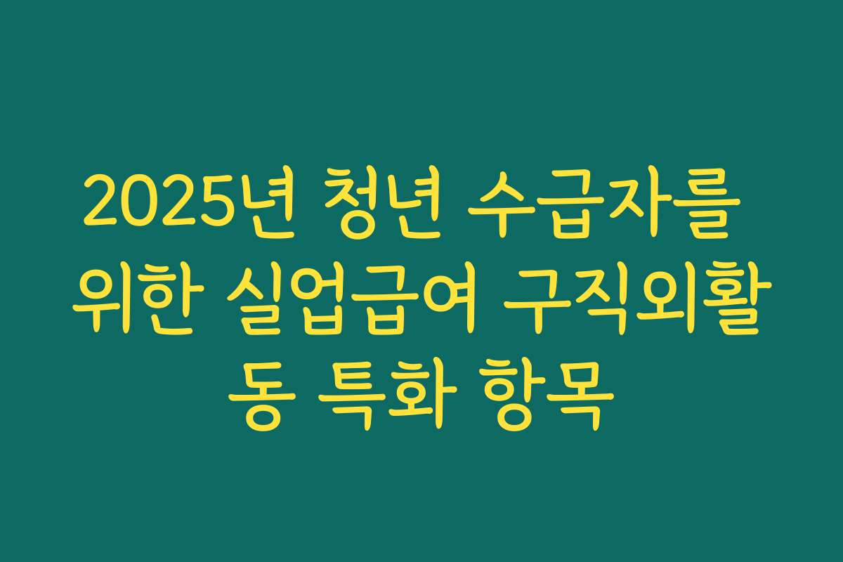 2025년 청년 수급자를 위한 실업급여 구직외활동 특화 항목
