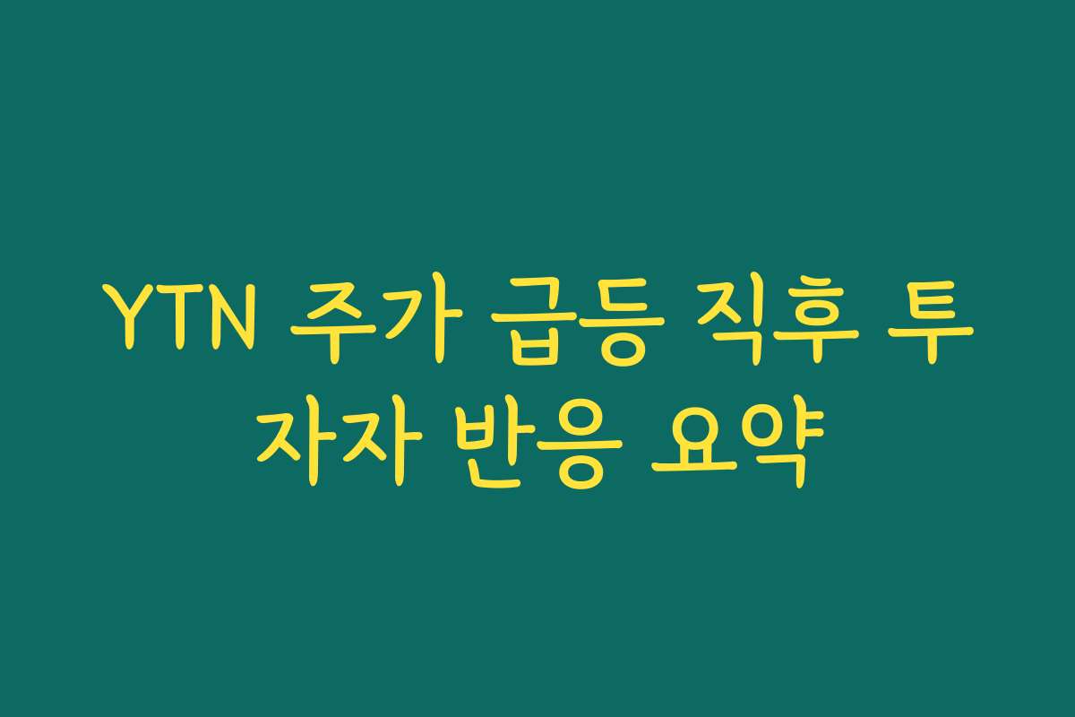 YTN 주가 급등 직후 투자자 반응 요약