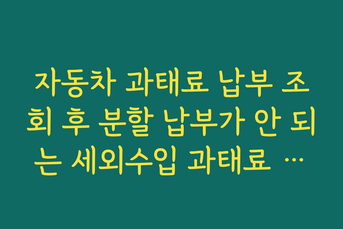 자동차 과태료 납부 조회 후 분할 납부가 안 되는 세외수입 과태료 특징 정리
