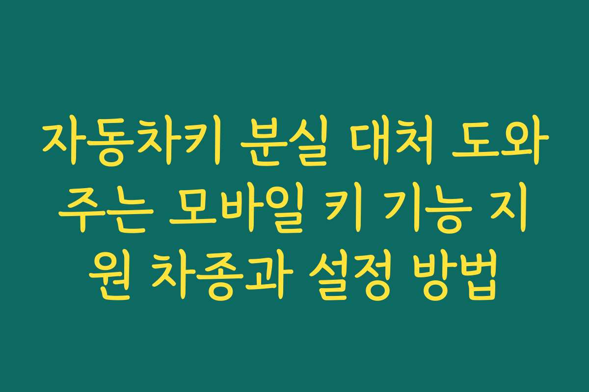 자동차키 분실 대처 도와주는 모바일 키 기능 지원 차종과 설정 방법