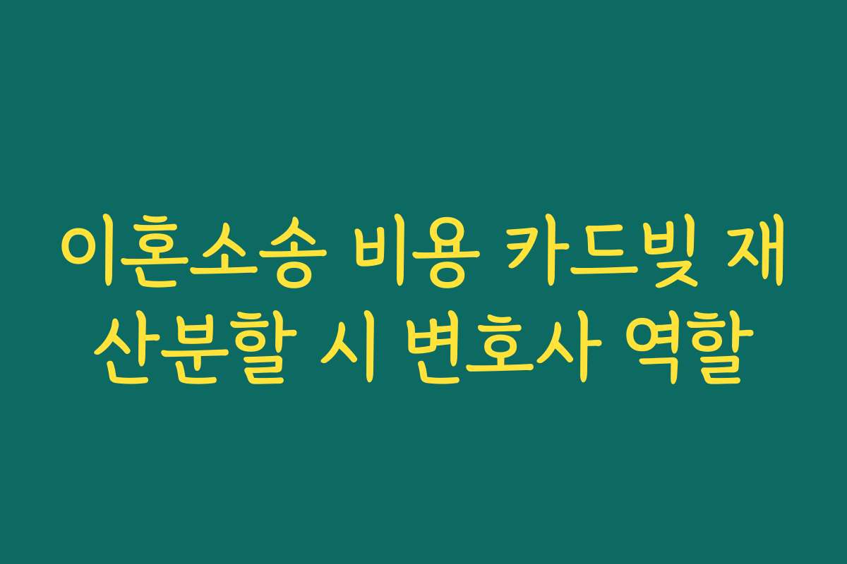 이혼소송 비용 카드빚 재산분할 시 변호사 역할