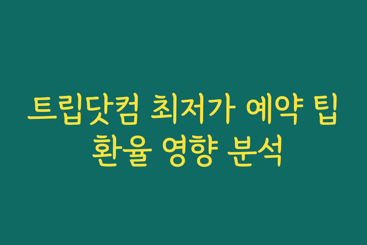 트립닷컴 최저가 예약 팁 환율 영향 분석