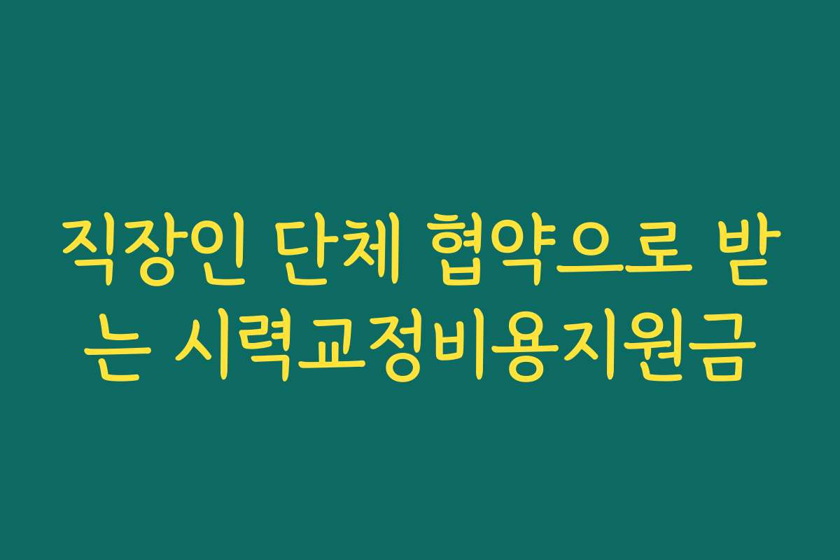 직장인 단체 협약으로 받는 시력교정비용지원금
