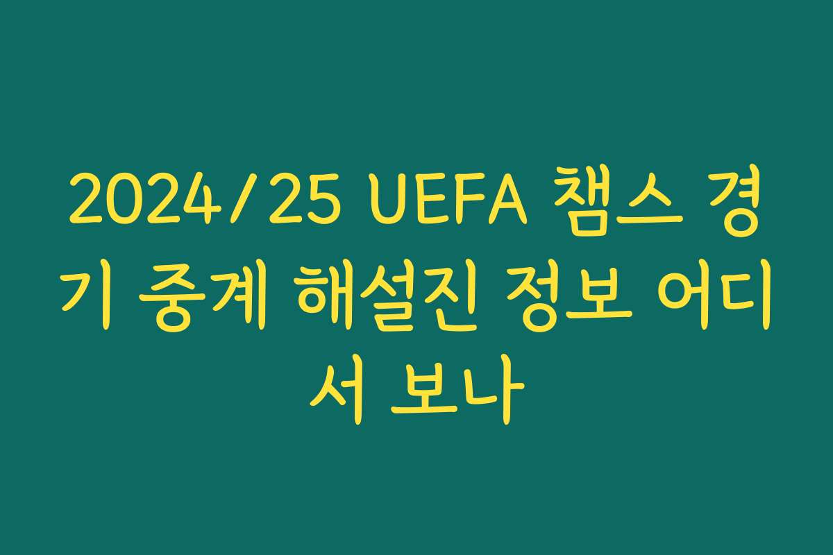 2024/25 UEFA 챔스 경기 중계 해설진 정보 어디서 보나