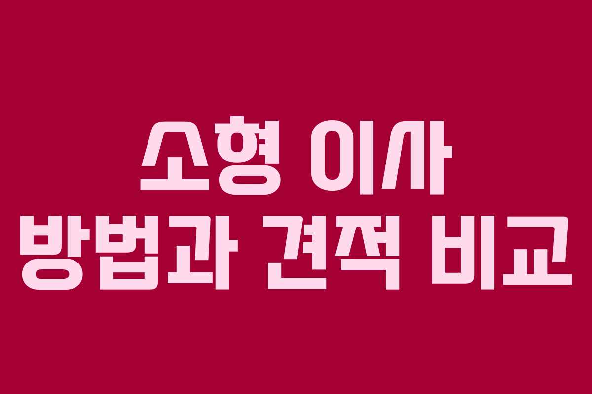 소형 이사 방법과 견적 비교