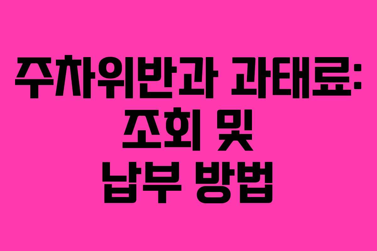 주차위반과 과태료: 조회 및 납부 방법