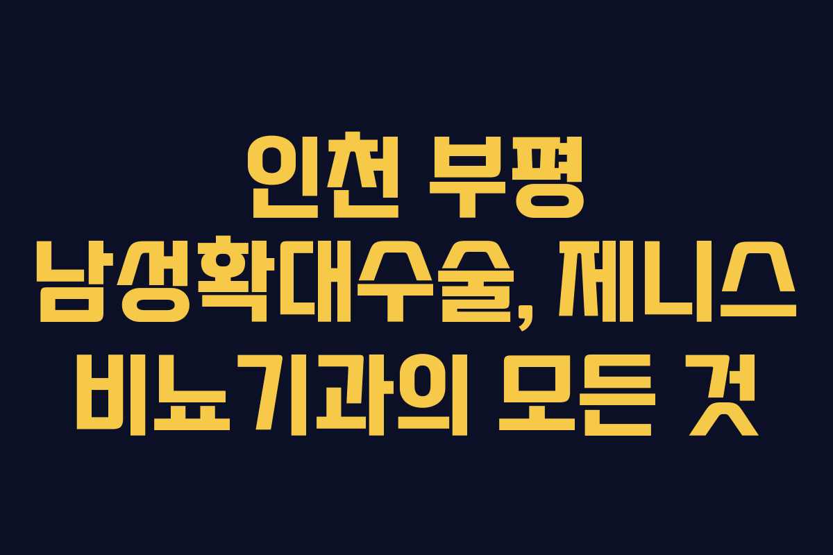인천 부평 남성확대수술, 제니스 비뇨기과의 모든 것