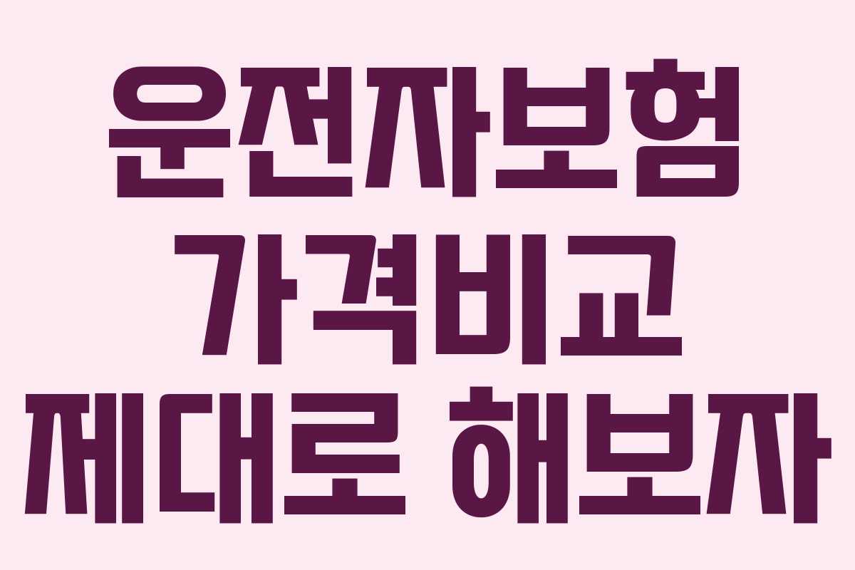 운전자보험 가격비교 제대로 해보자