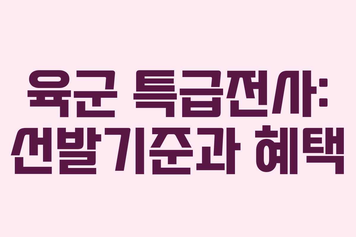 육군 특급전사: 선발기준과 혜택