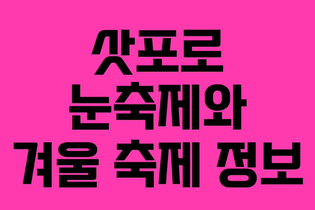 삿포로 눈축제와 겨울 축제 정보