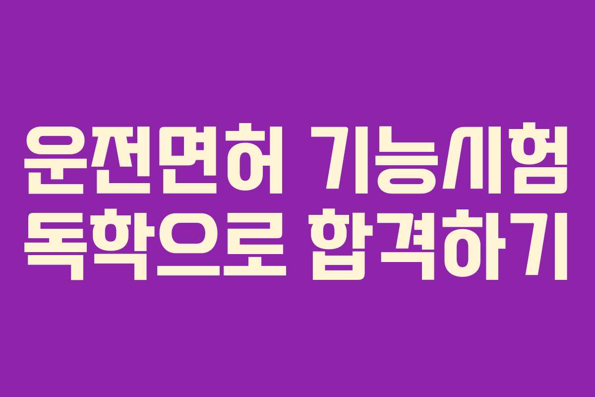 운전면허 기능시험 독학으로 합격하기