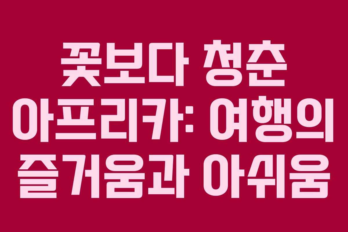 꽃보다 청춘 아프리카: 여행의 즐거움과 아쉬움