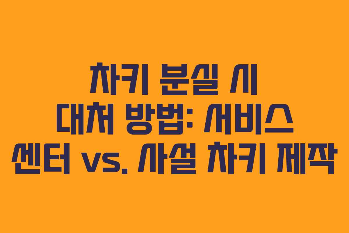 차키 분실 시 대처 방법: 서비스 센터 vs. 사설 차키 제작
