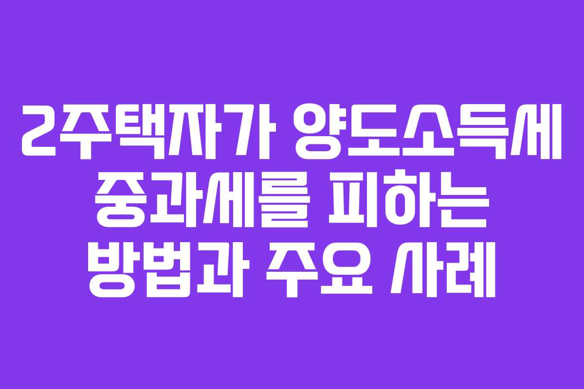 2주택자가 양도소득세 중과세를 피하는 방법과 주요 사례