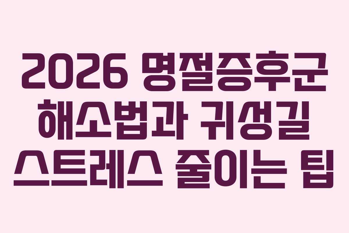 2026 명절증후군 해소법과 귀성길 스트레스 줄이는 팁