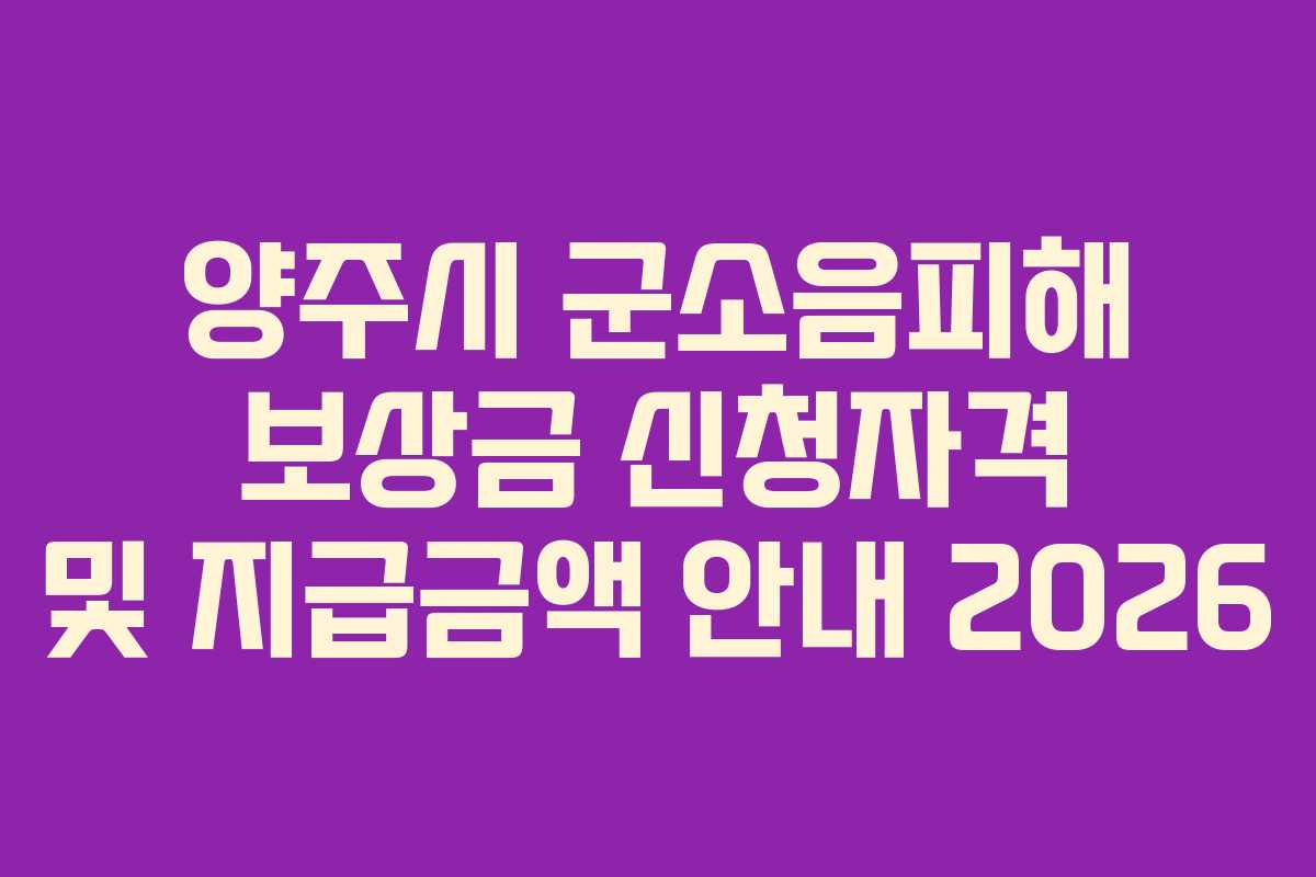 양주시 군소음피해 보상금 신청자격 및 지급금액 안내 2026
