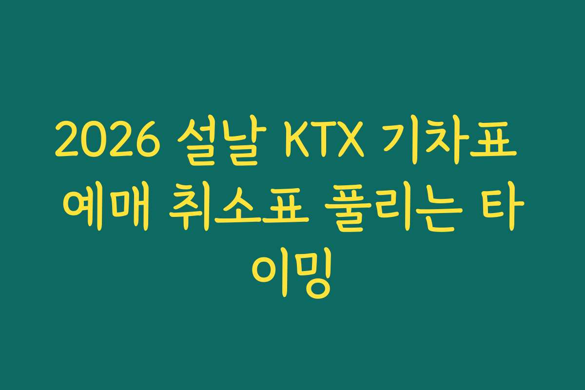 2026 설날 KTX 기차표 예매 취소표 풀리는 타이밍