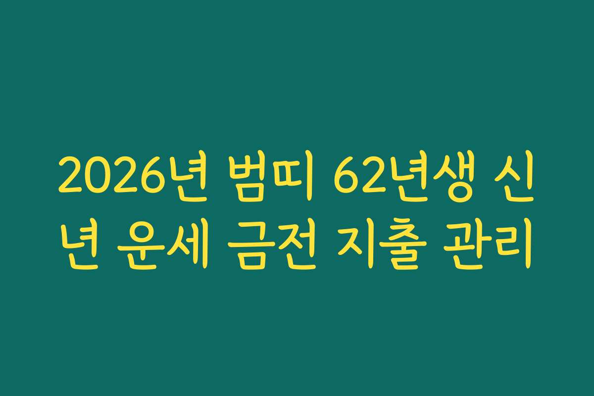 2026년 범띠 62년생 신년 운세 금전 지출 관리