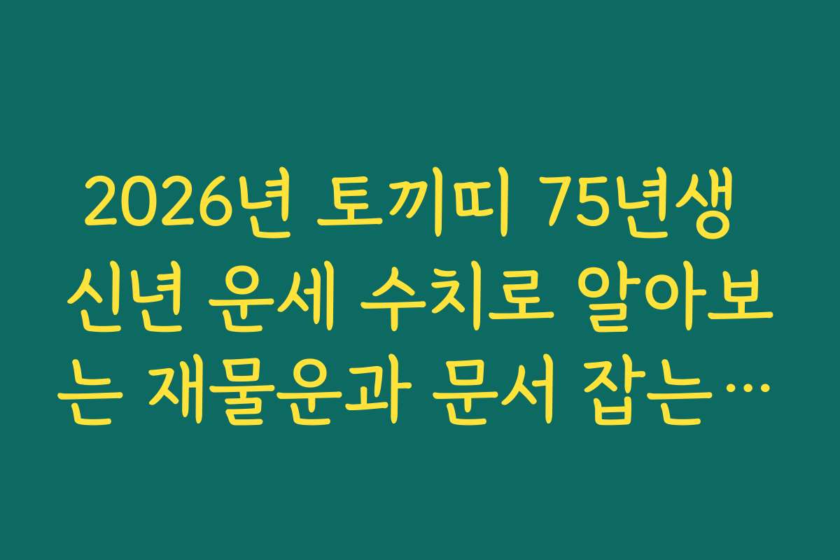 2026년 토끼띠 75년생 신년 운세 수치로 알아보는 재물운과 문서 잡는 시기