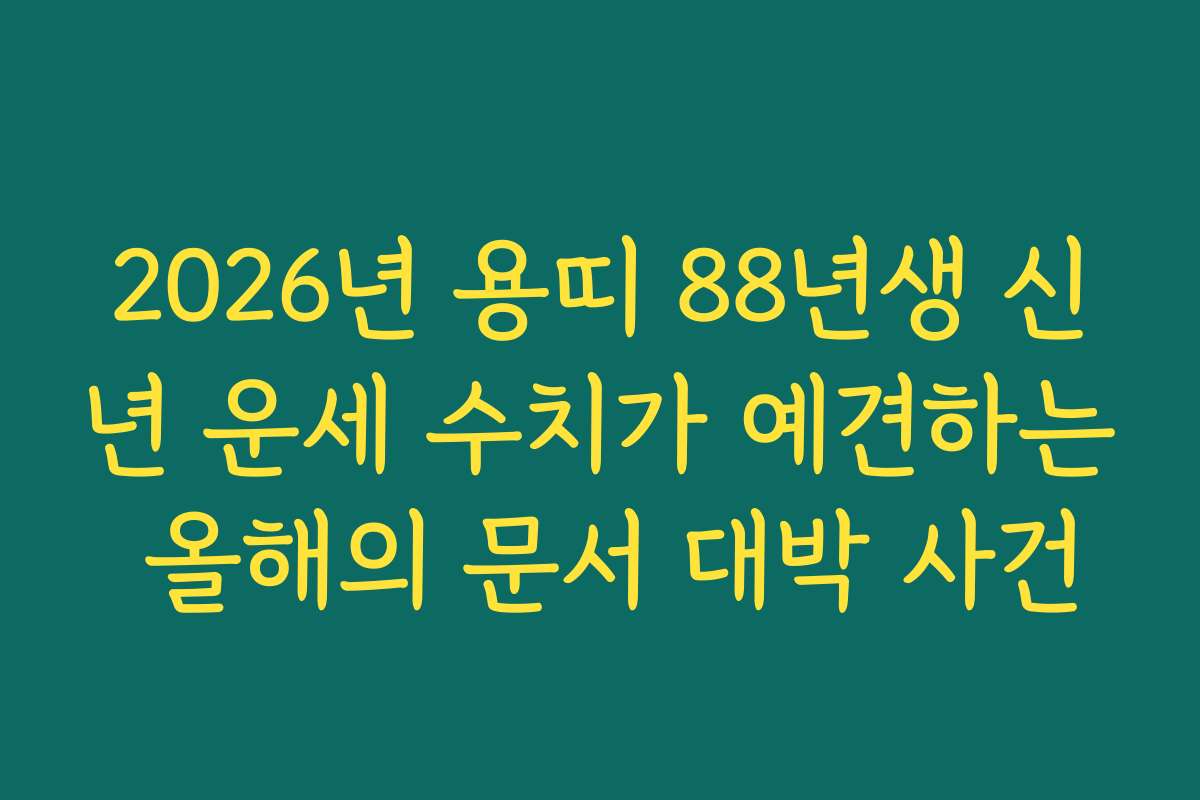 2026년 용띠 88년생 신년 운세 수치가 예견하는 올해의 문서 대박 사건