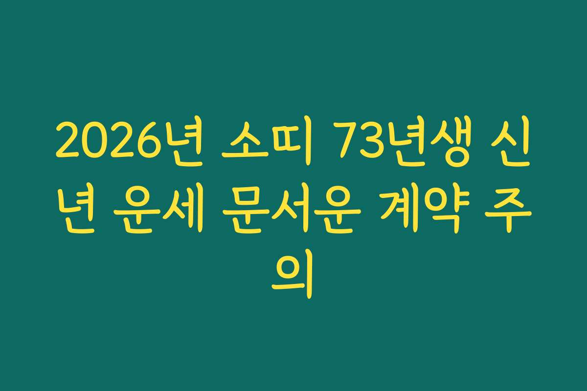 2026년 소띠 73년생 신년 운세 문서운 계약 주의