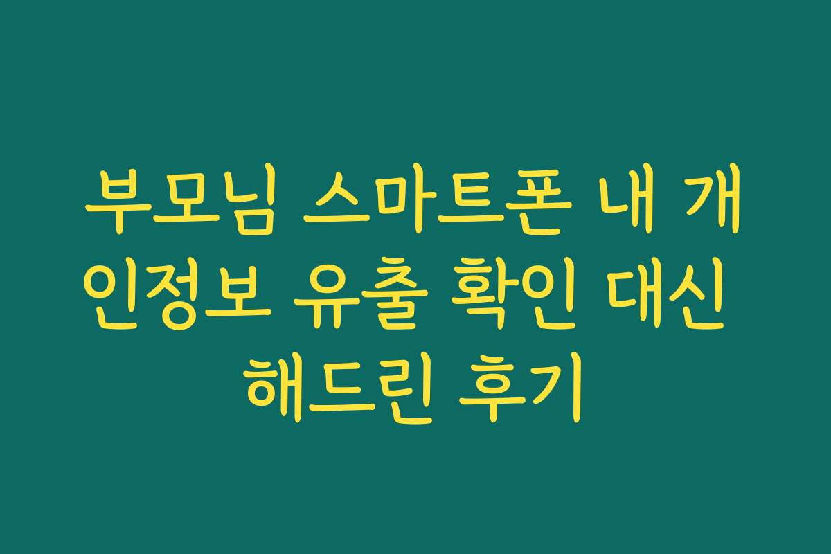 부모님 스마트폰 내 개인정보 유출 확인 대신 해드린 후기