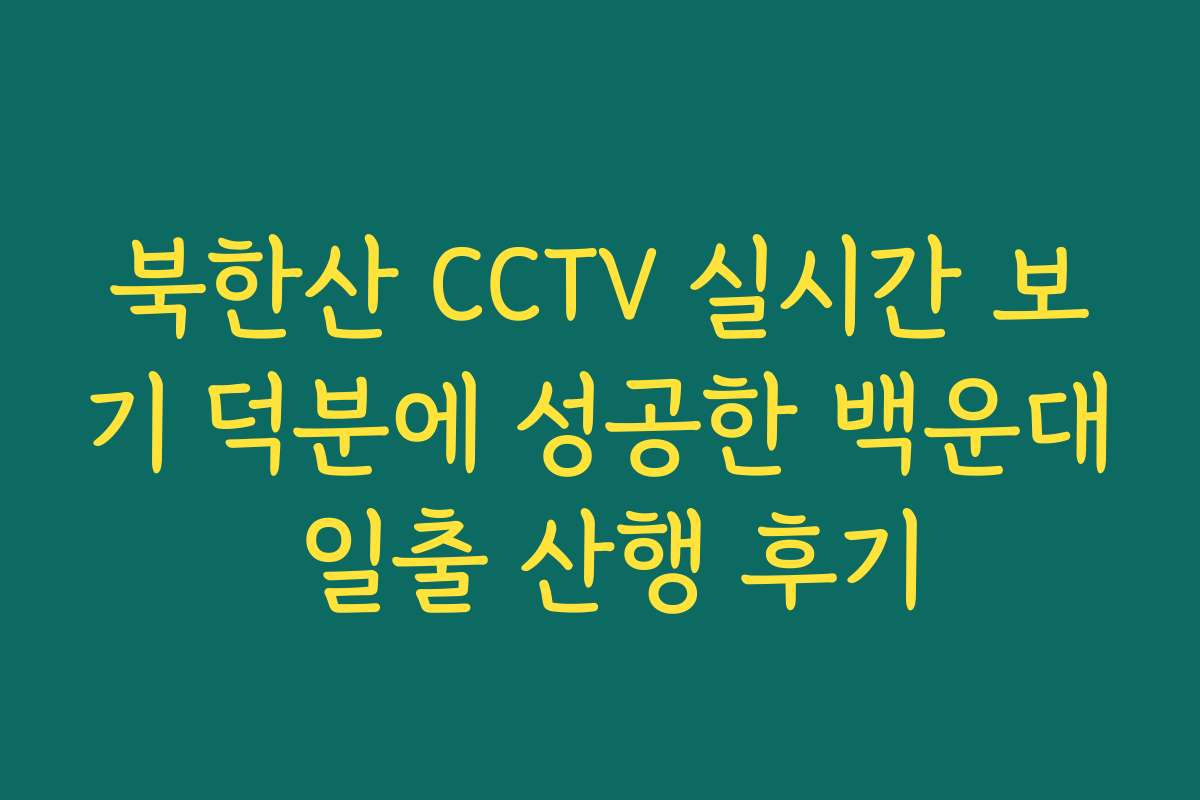 북한산 CCTV 실시간 보기 덕분에 성공한 백운대 일출 산행 후기
