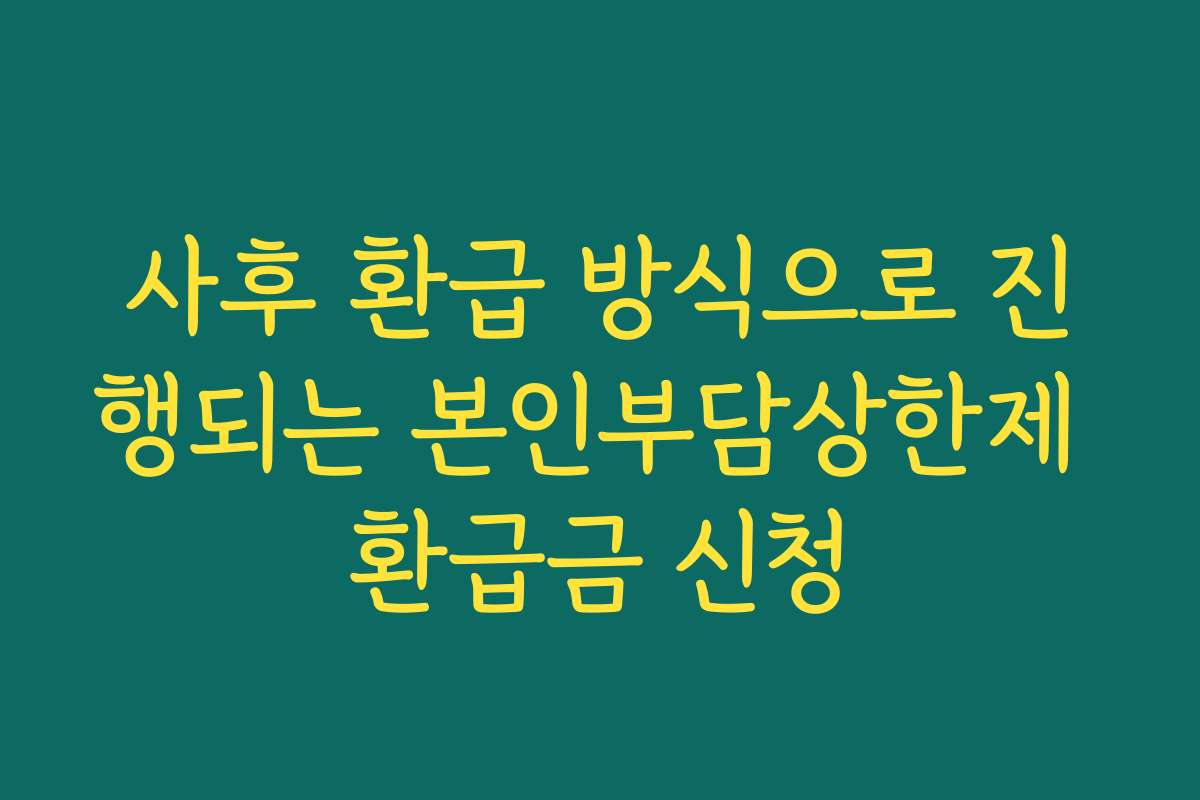 사후 환급 방식으로 진행되는 본인부담상한제 환급금 신청
