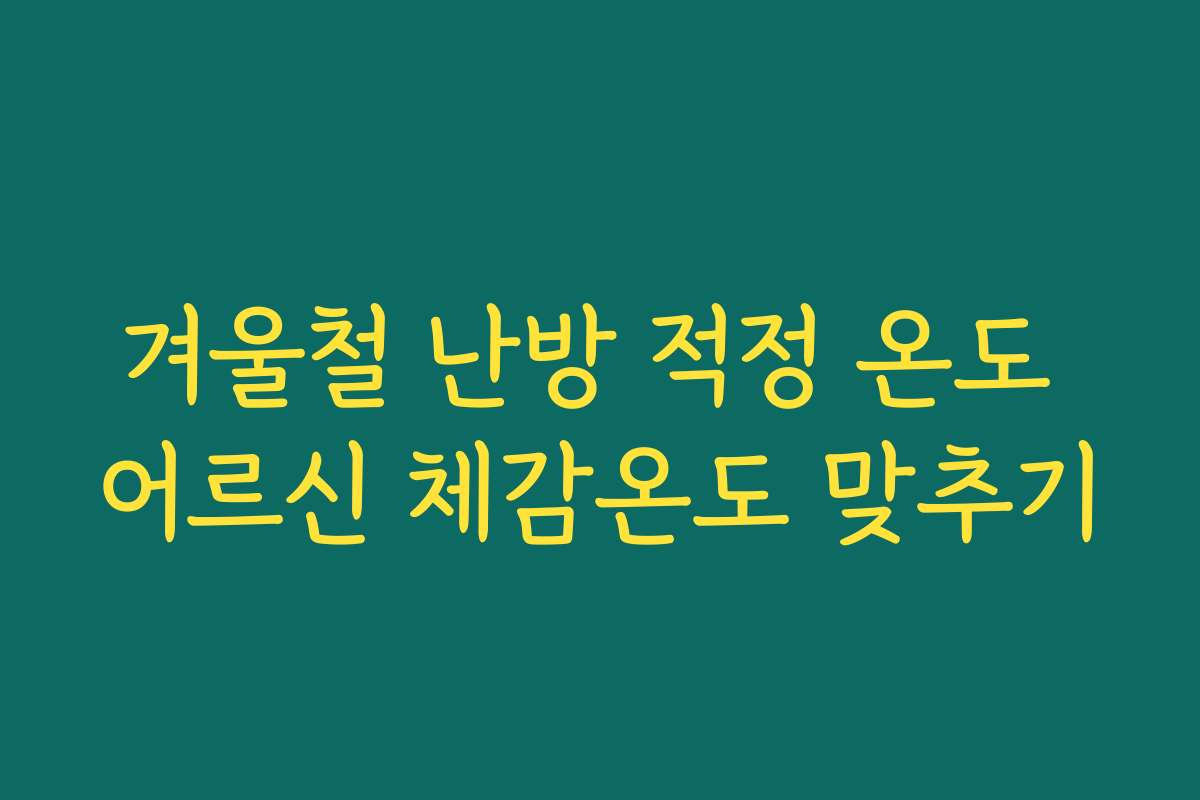 겨울철 난방 적정 온도 어르신 체감온도 맞추기
