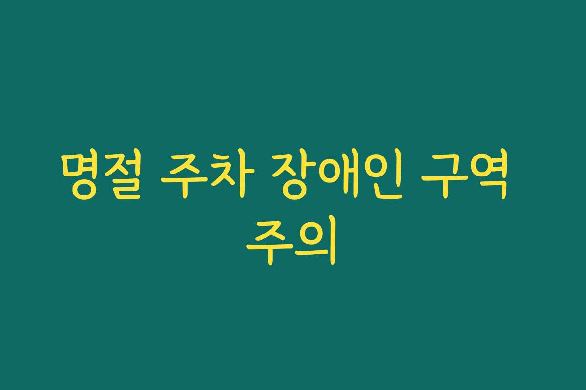 명절 주차 장애인 구역 주의