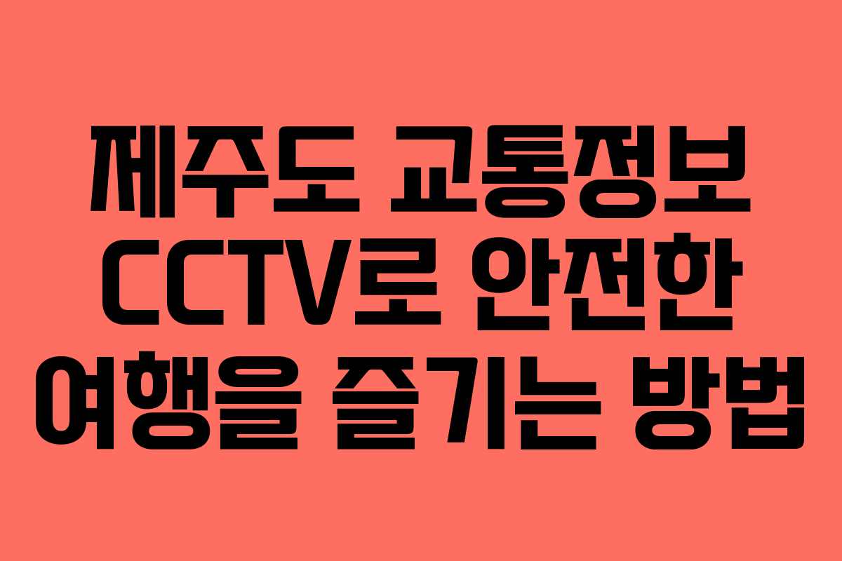 제주도 교통정보 CCTV로 안전한 여행을 즐기는 방법