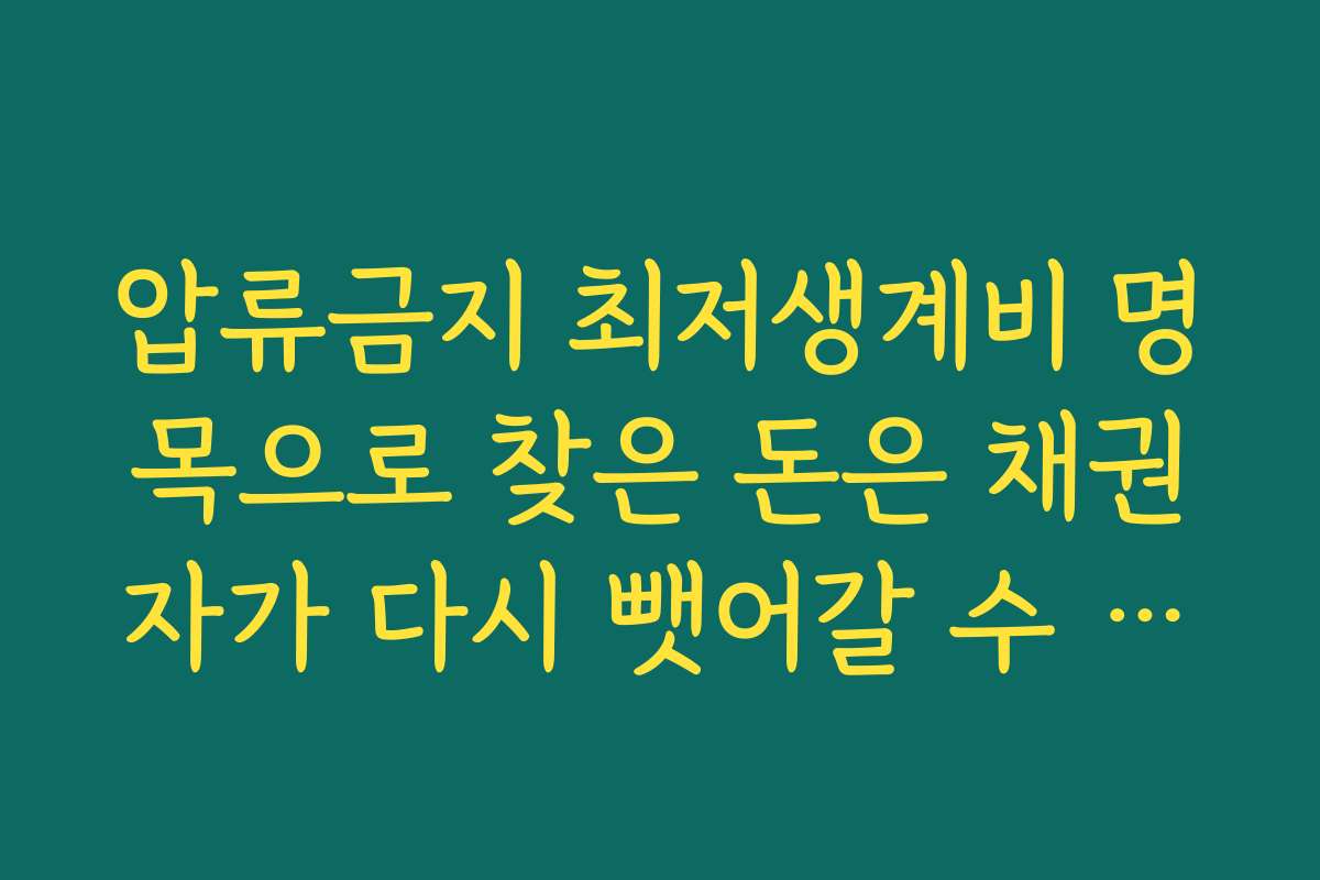 압류금지 최저생계비 명목으로 찾은 돈은 채권자가 다시 뺏어갈 수 없나요
