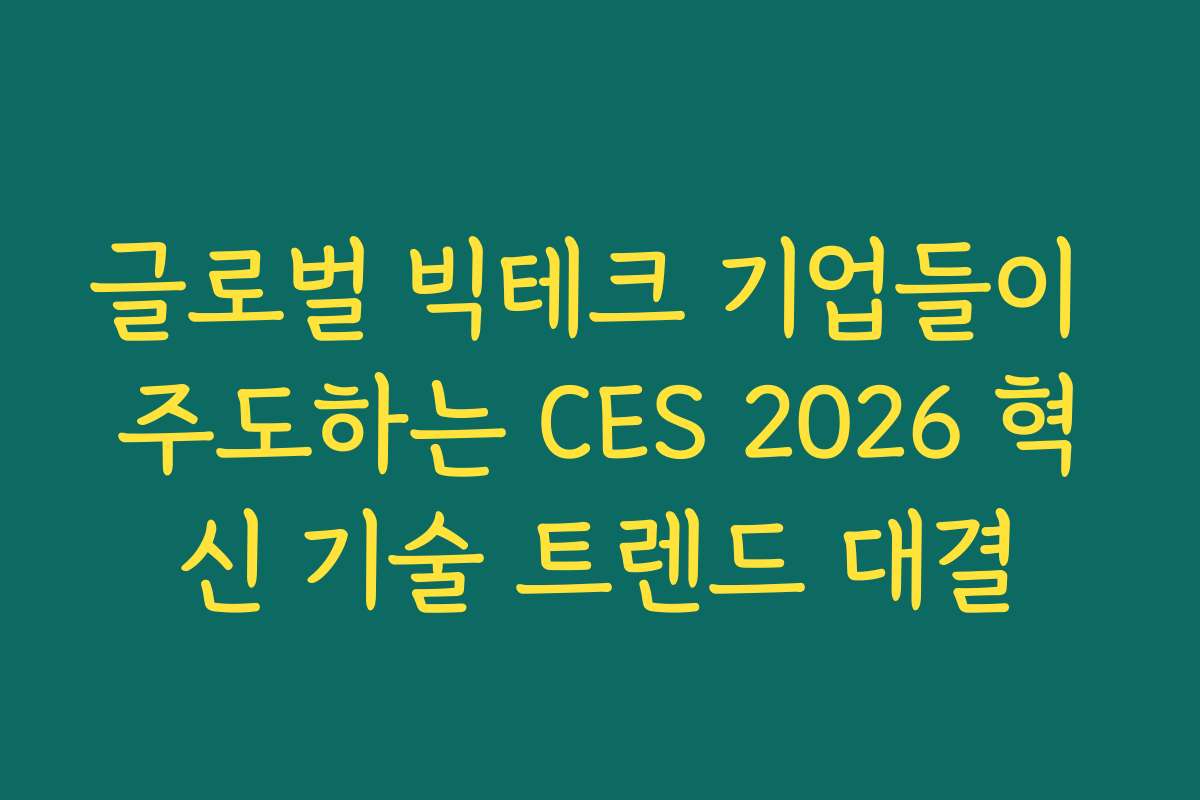 글로벌 빅테크 기업들이 주도하는 CES 2026 혁신 기술 트렌드 대결