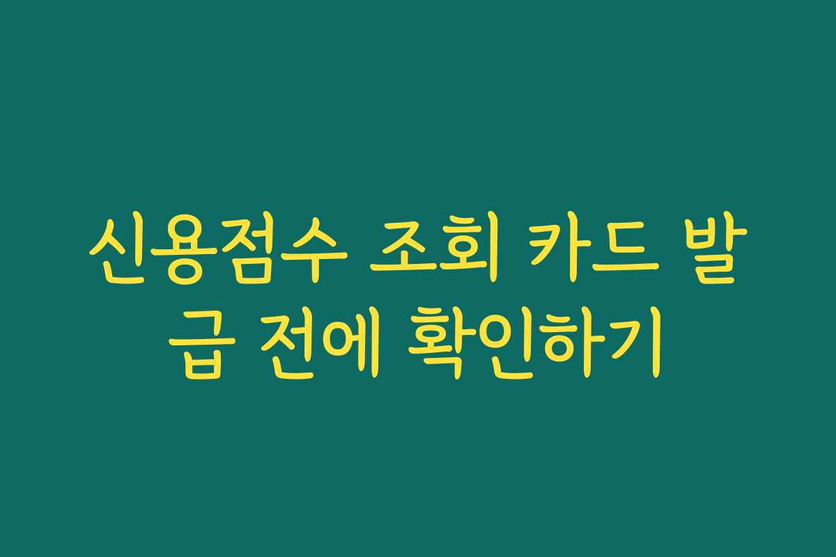 신용점수 조회 카드 발급 전에 확인하기