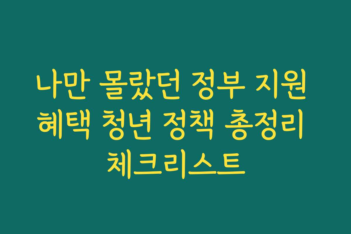 나만 몰랐던 정부 지원 혜택 청년 정책 총정리 체크리스트