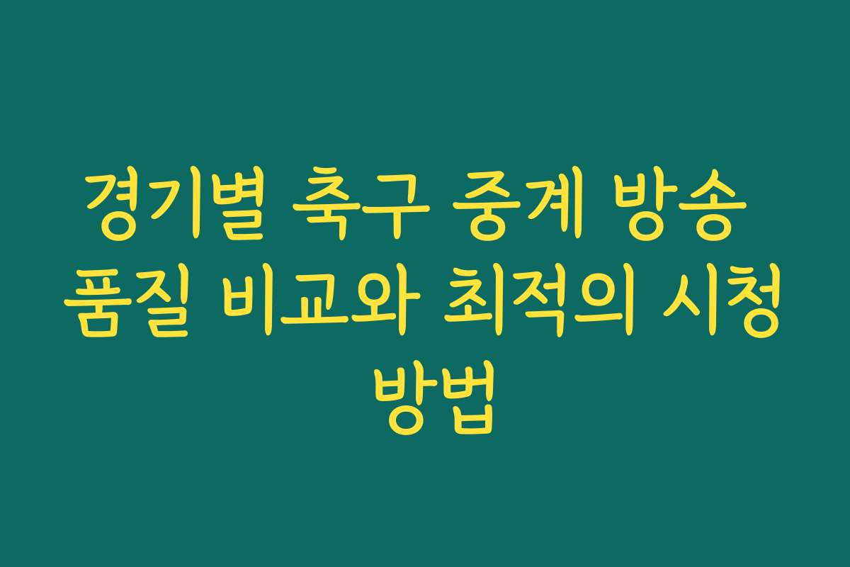 경기별 축구 중계 방송 품질 비교와 최적의 시청 방법
