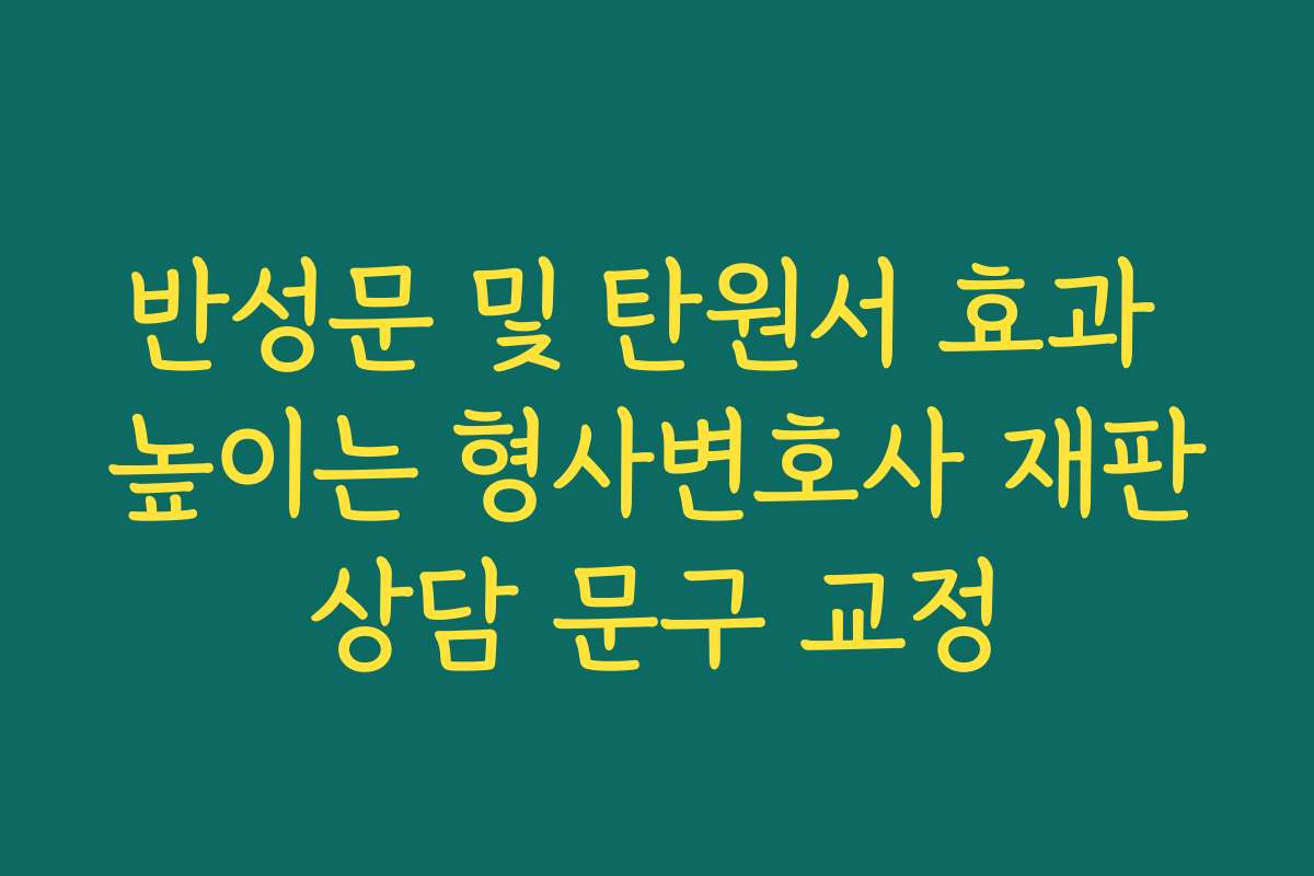 반성문 및 탄원서 효과 높이는 형사변호사 재판상담 문구 교정