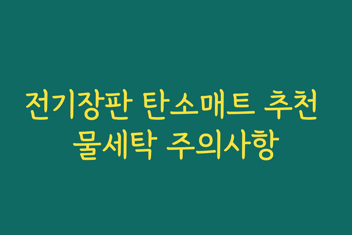 전기장판 탄소매트 추천 물세탁 주의사항