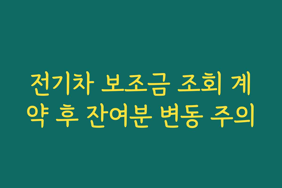 전기차 보조금 조회 계약 후 잔여분 변동 주의