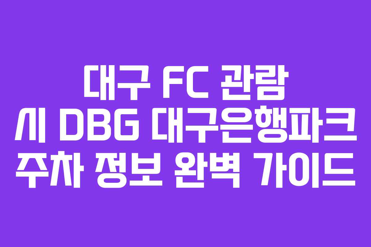 대구 FC 관람 시 DBG 대구은행파크 주차 정보 완벽 가이드