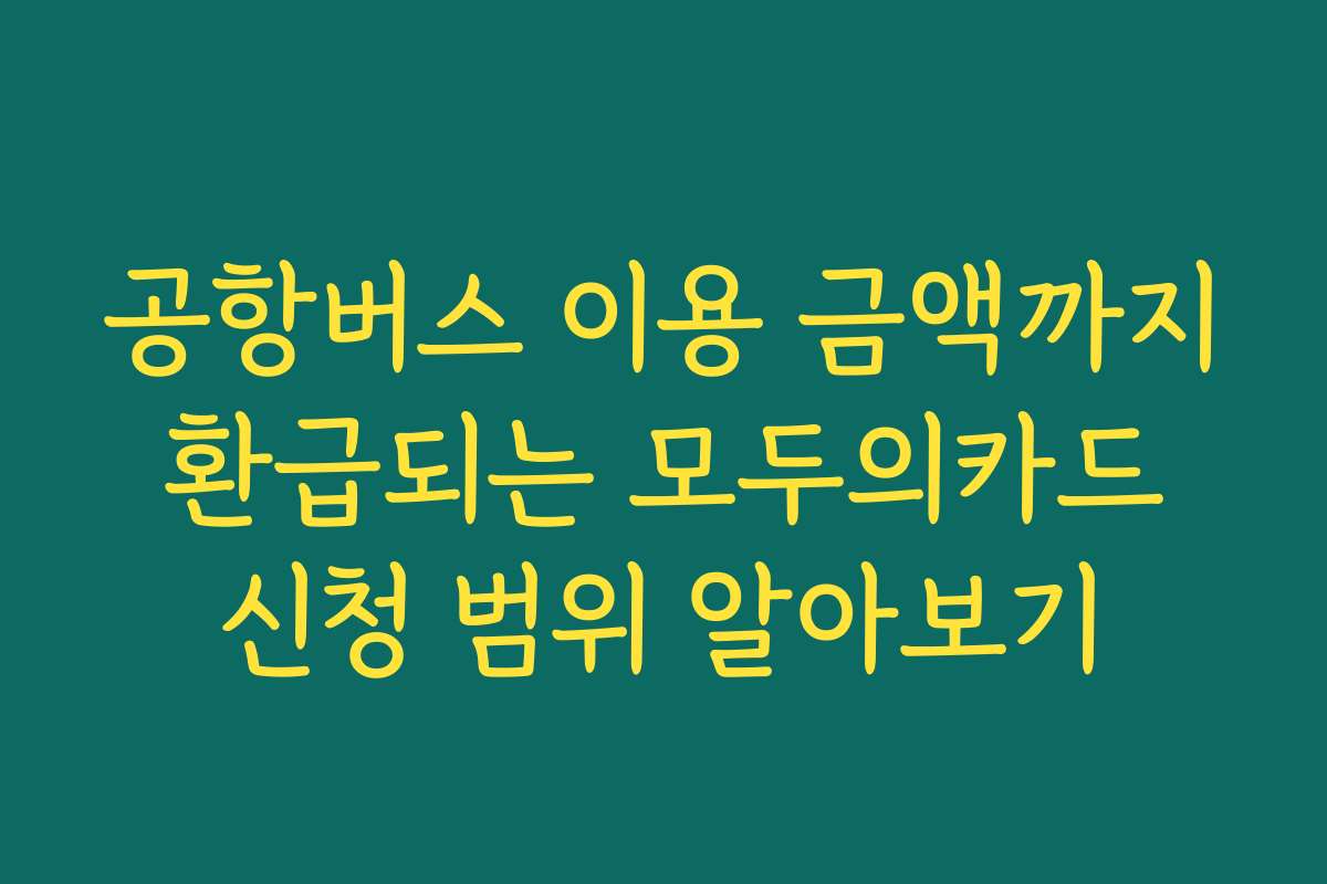 공항버스 이용 금액까지 환급되는 모두의카드 신청 범위 알아보기