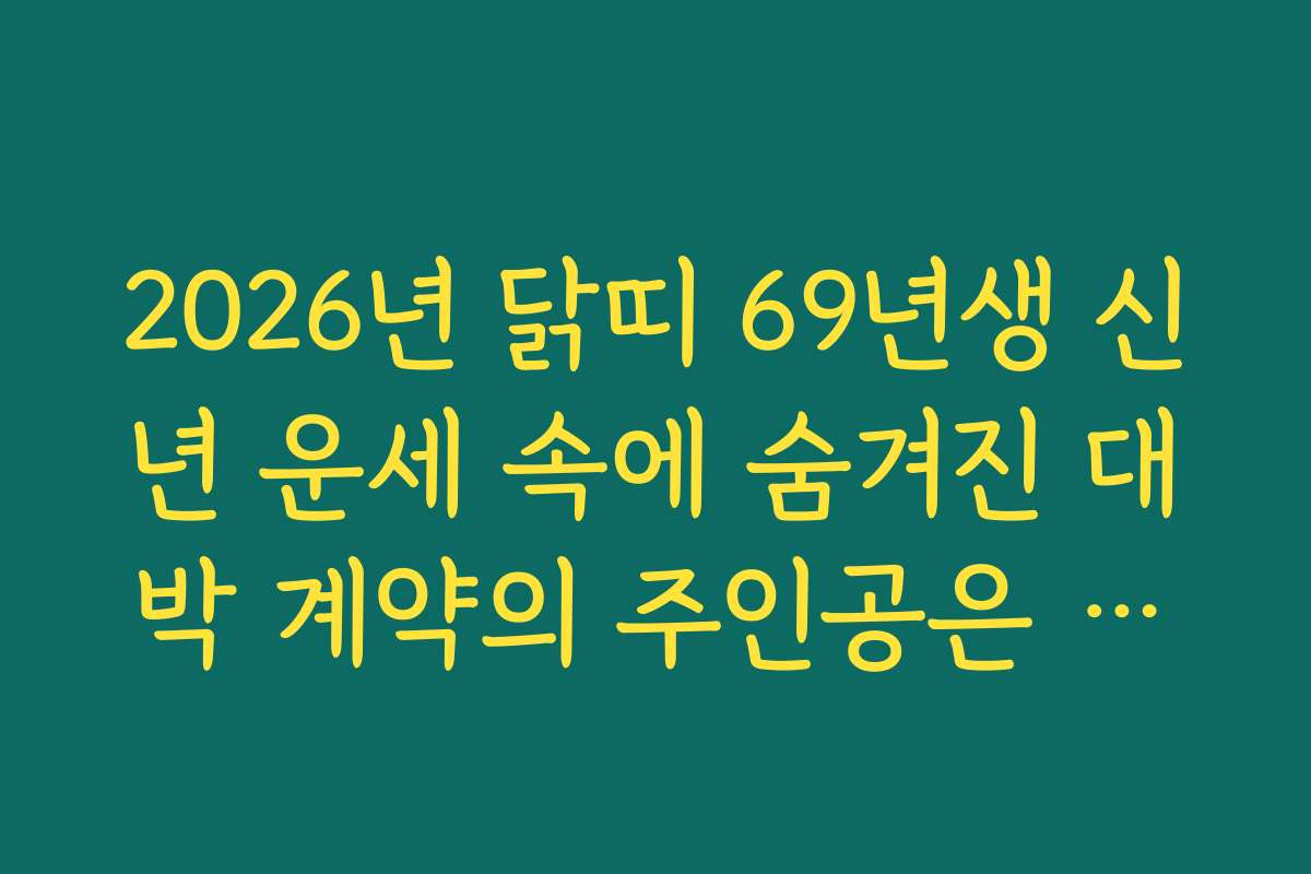 2026년 닭띠 69년생 신년 운세 속에 숨겨진 대박 계약의 주인공은 누구