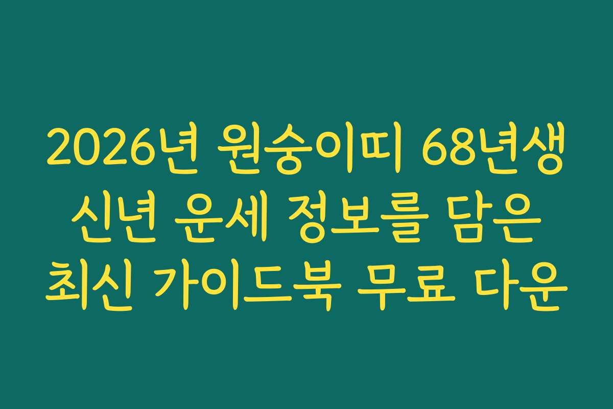 2026년 원숭이띠 68년생 신년 운세 정보를 담은 최신 가이드북 무료 다운